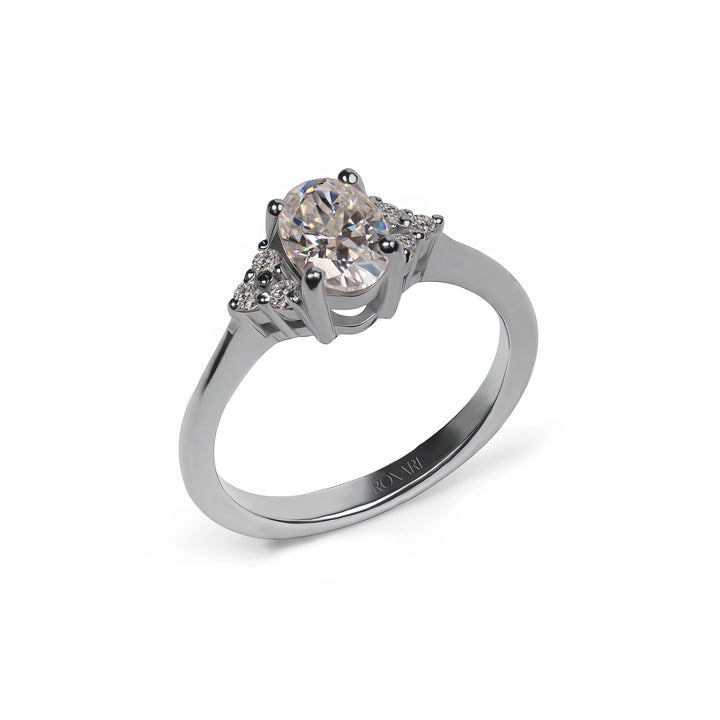 Moissanite diamond oval cut ring