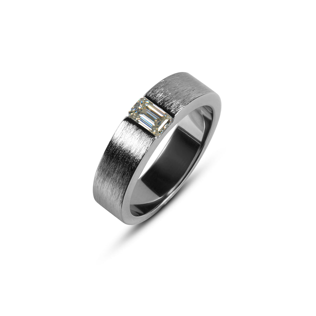 Emerald cut Moissanite diamond wedding band fo men