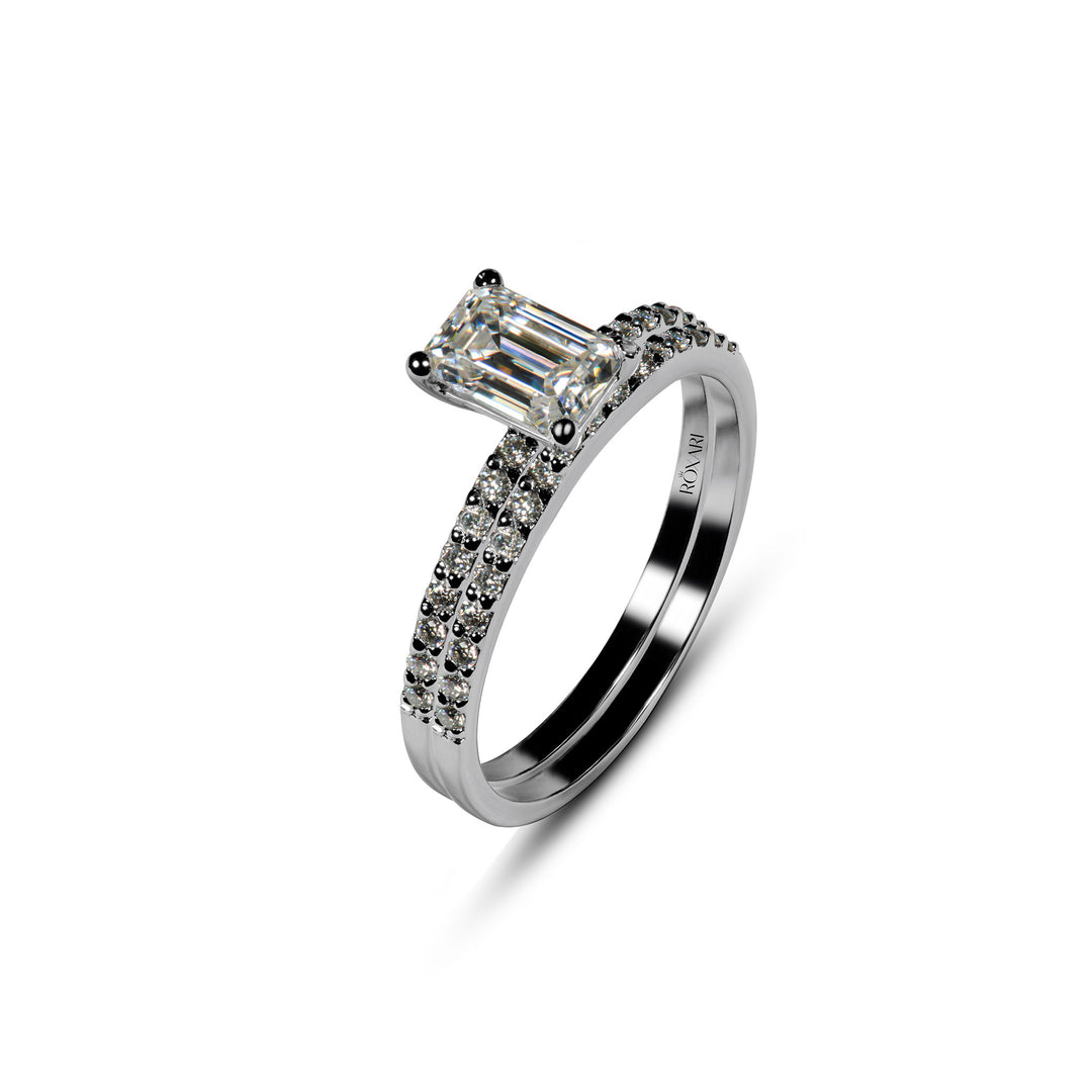 1 carat Emerald cut stackable ring for women