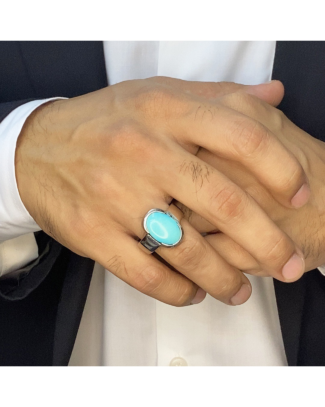 Natural Irani Feroza Ring worn by a man